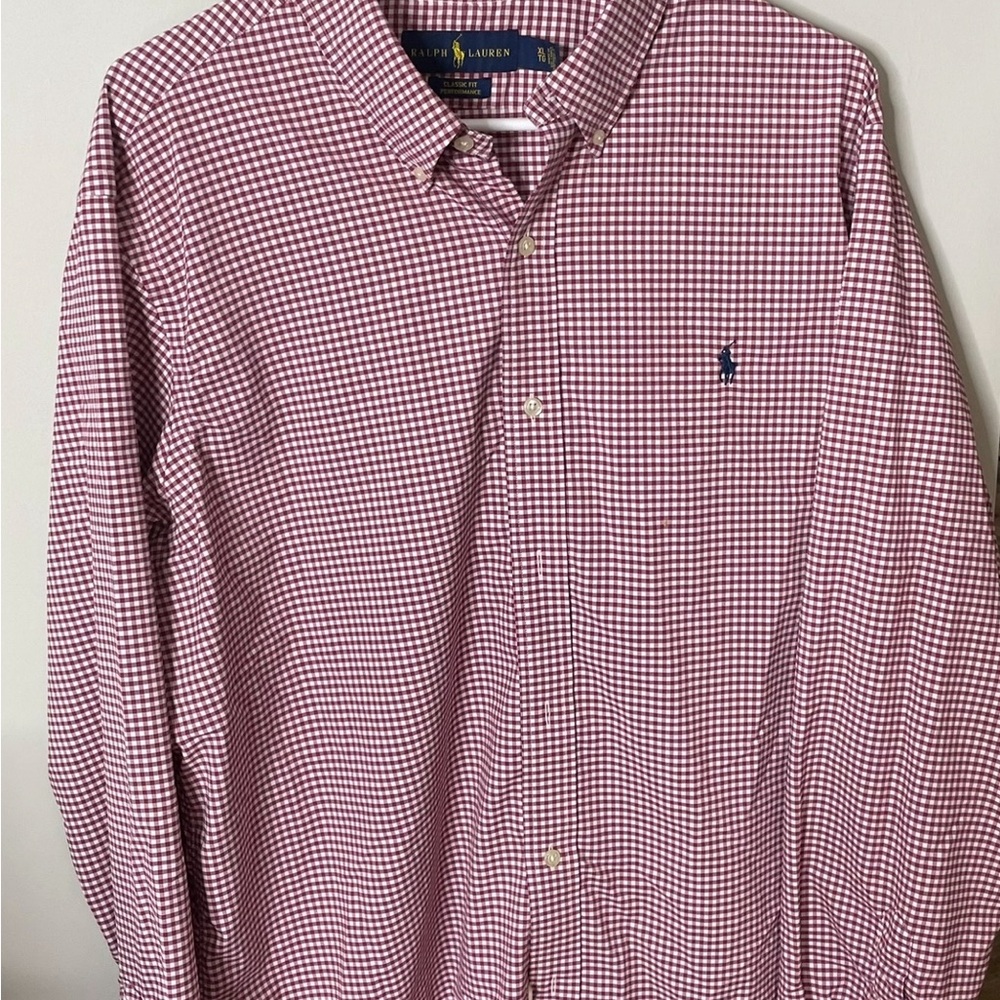Ralph Lauren Performance Men's L/S Button Down Shirt Red White Classic Fit XL - Picture 1 of 5